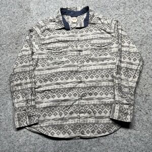 Mossimo Supply Co Aztec Western Print Long Sleeve Button Up Shirt‎ Mens Large